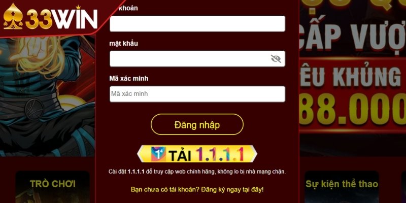 Đăng nhập 33WIN rất đơn giản, ai cũng làm được